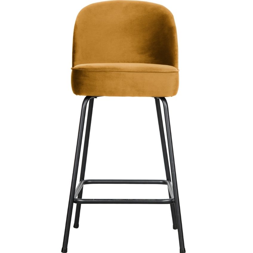 Hoorns Hořčicově žlutá sametová barová židle Tergi 65 cm