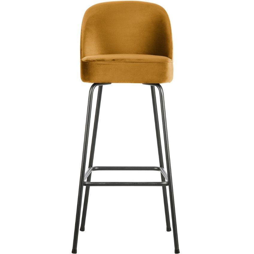 Hoorns Hořčicově žlutá sametová barová židle Tergi 79 cm