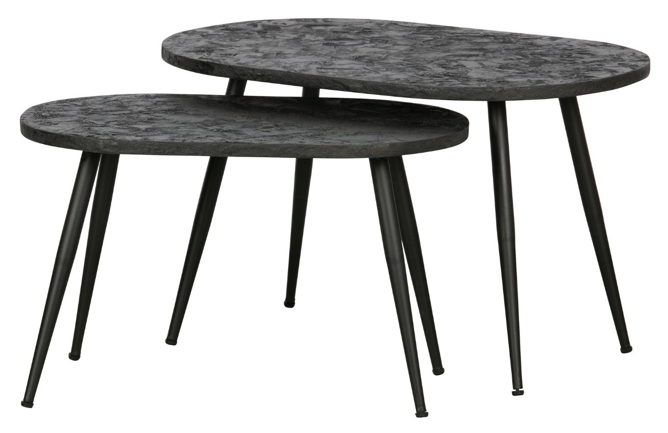 Hoorns Set dvou černých kovových konferenčních stolků Sonja 70x48/60x39 cm