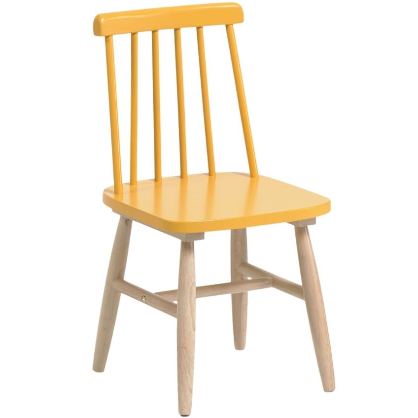 Hořčicově žlutá dřevěná dětská jídelní židle LaForma Kristie