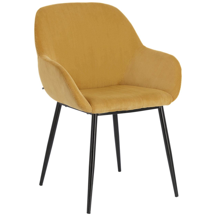 Hořčicově žlutá manšestrová jídelní židle LaForma Konna
