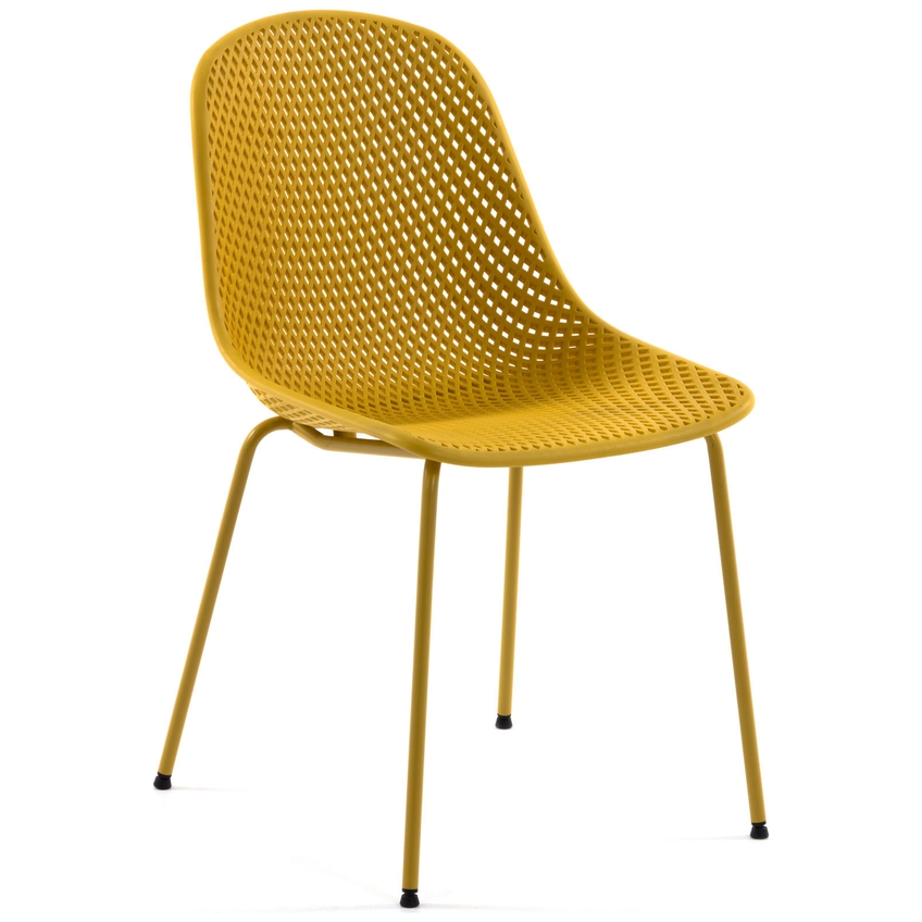 Hořčicově žlutá plastová jídelní židle LaForma Quinby