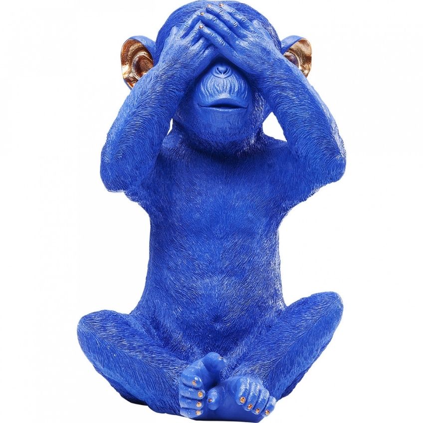 KARE DESIGN Modrá pokladnička Monkey Mizaru 35 cm