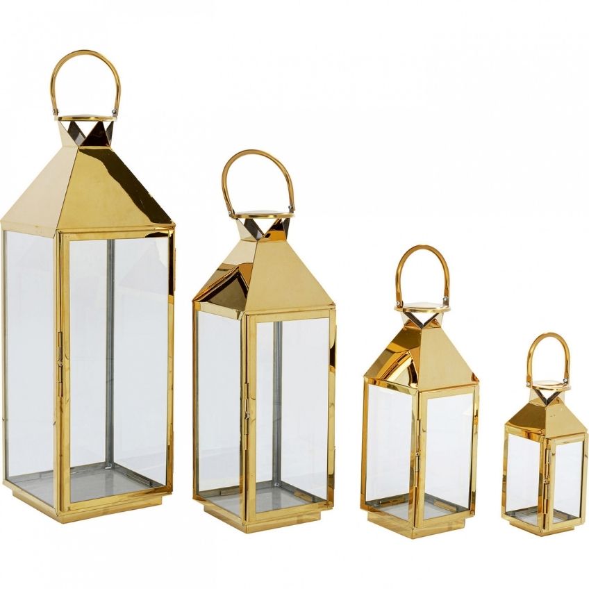 KARE DESIGN Set čtyř zlatých kovových luceren Giardino