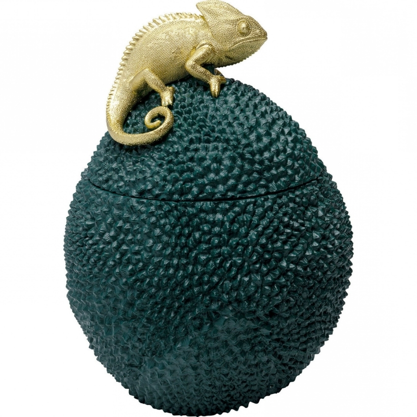 KARE DESIGN Zeleno zlatá dóza Chameleon 34 cm