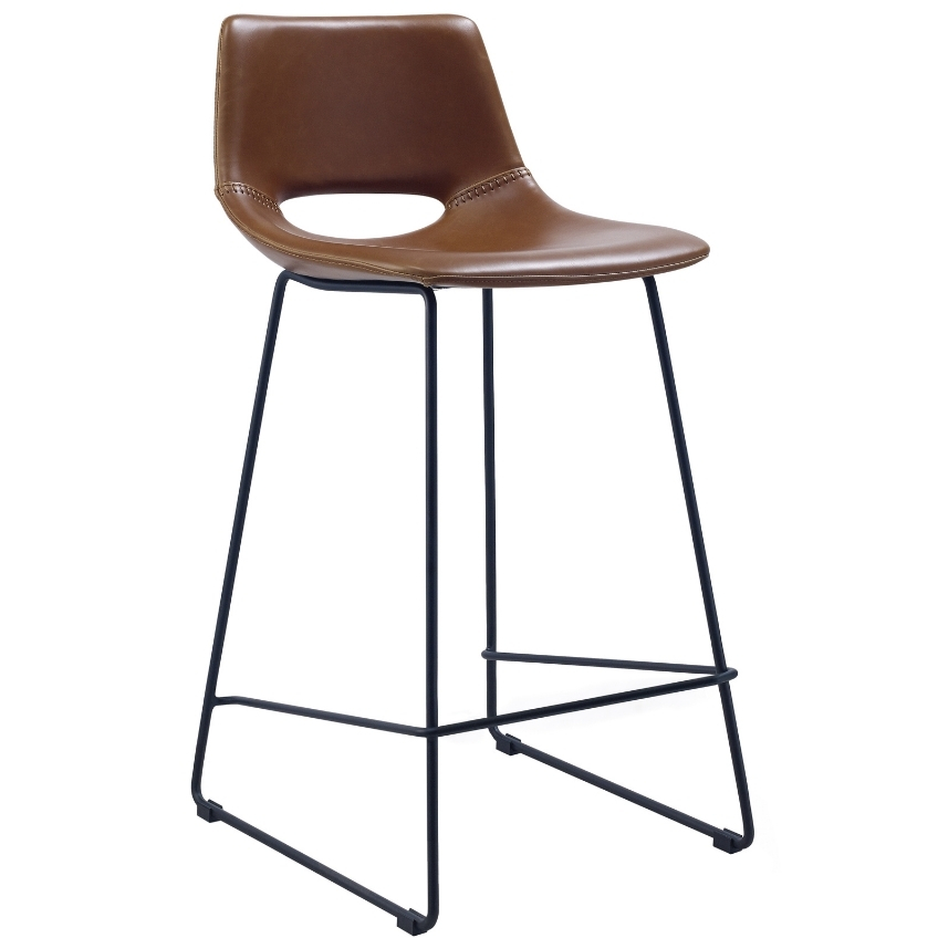 Koňakově hnědá koženková barová židle LaForma Ziggy 65 cm