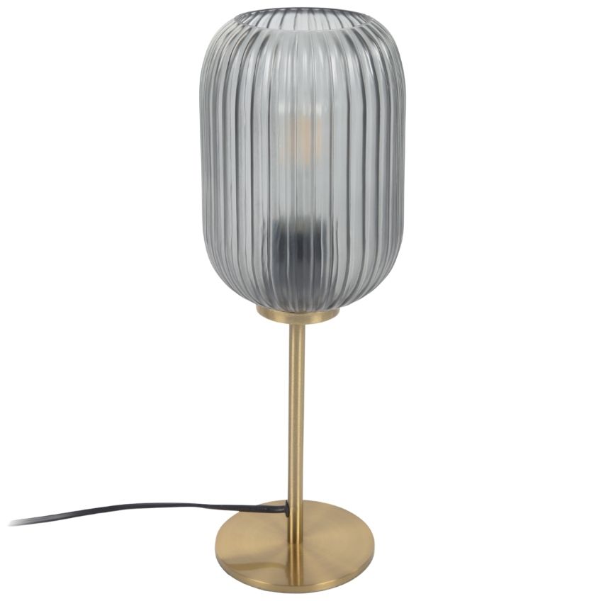 Kouřově šedá skleněná stolní lampa LaForma Hestia 40 cm