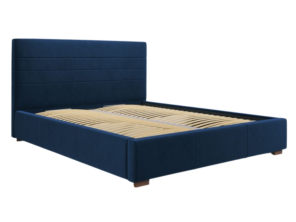 Královsky modrá sametová postel MICADONI ARANDA 160 x 200 cm