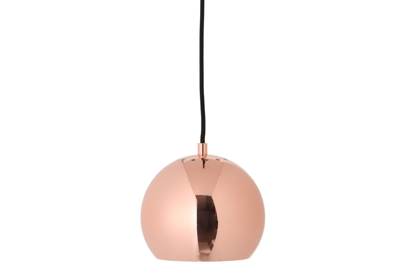 Měděné lesklé závěsné světlo Frandsen Ball 18 cm
