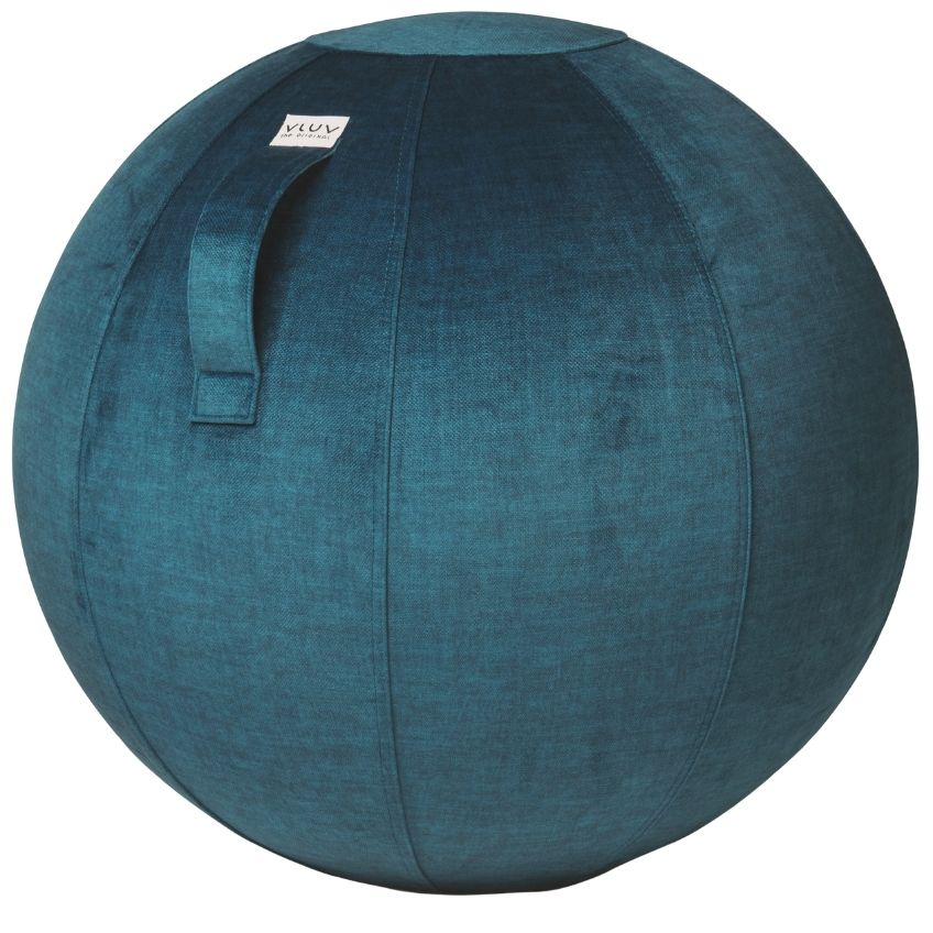 Modrý sametový sedací / gymnastický míč  VLUV BOL WARM Ø 65 cm