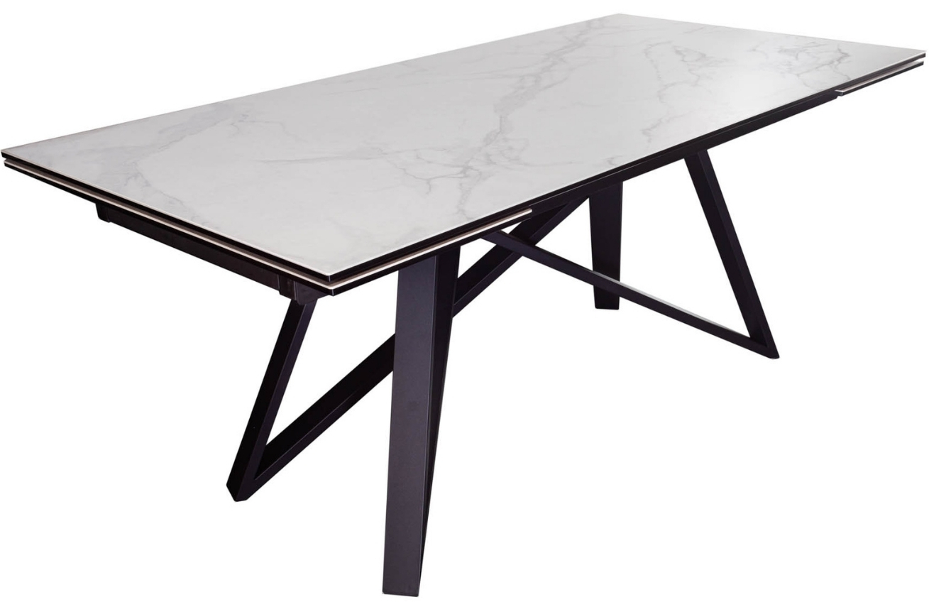 Moebel Living Bílý keramický rozkládací jídelní stůl Marbor 180-260 x 90 cm