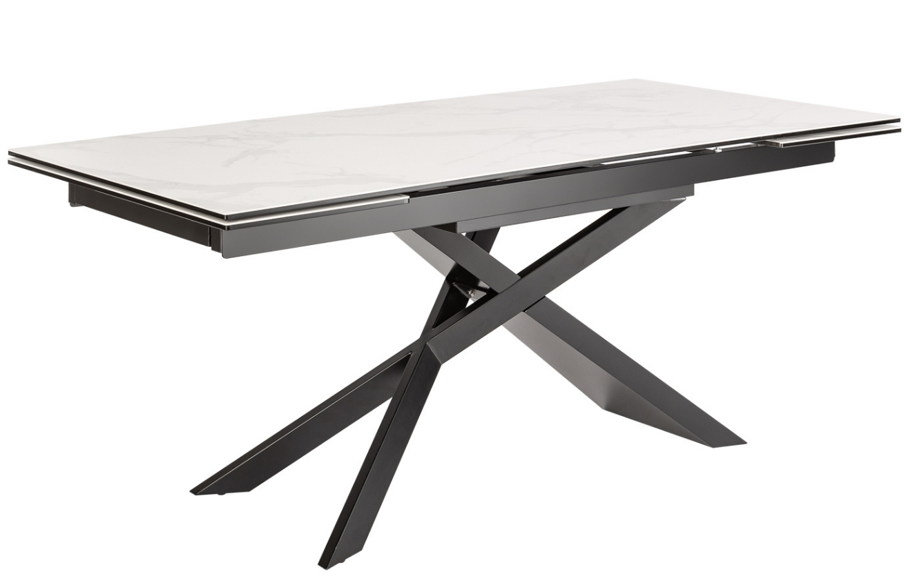 Moebel Living Bílý keramický rozkládací jídelní stůl Marimor 180-260 x 90 cm