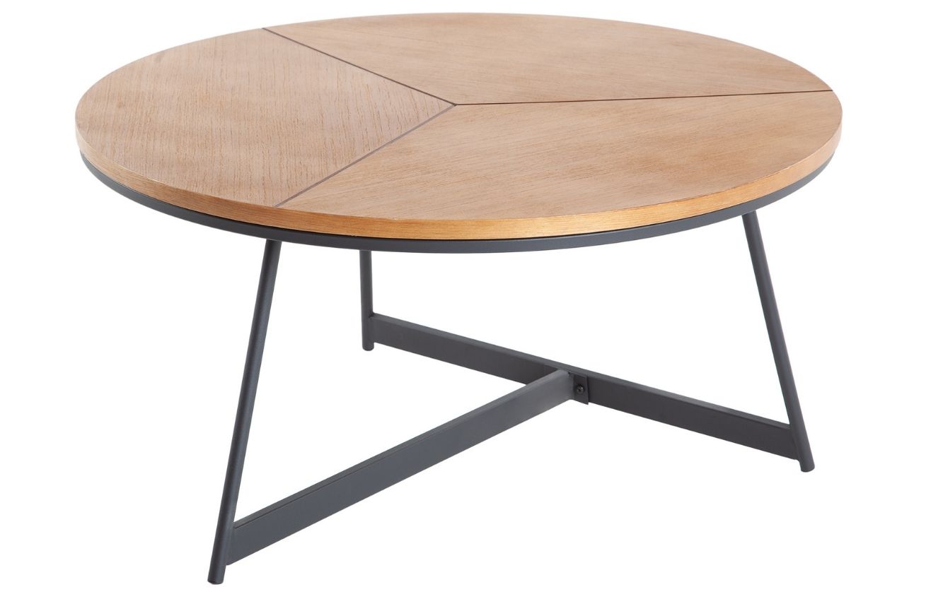 Moebel Living Dubový konferenční stolek Pagli 80 cm s kovovou podnoží