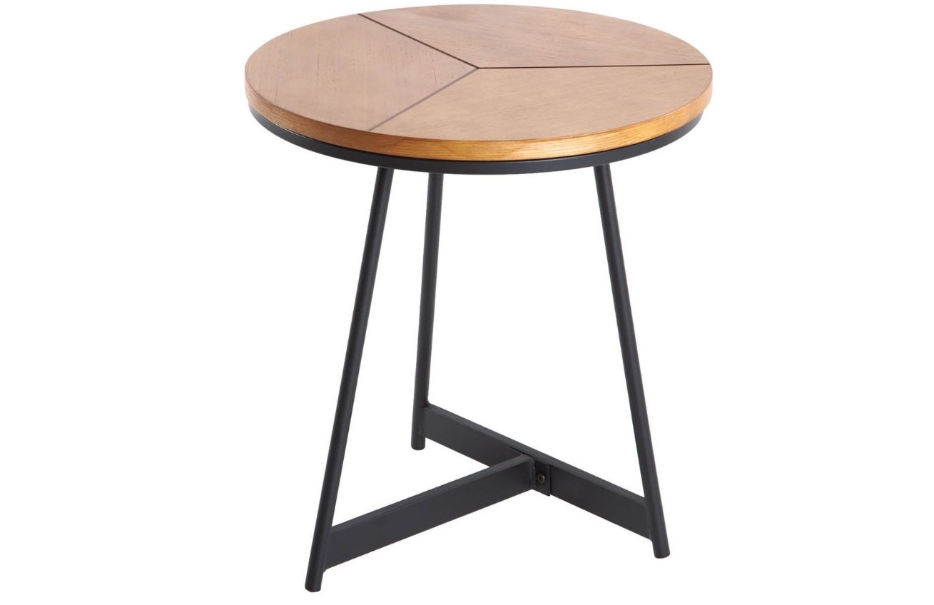 Moebel Living Dubový odkládací stolek Pagli 45 cm s kovovou podnoží