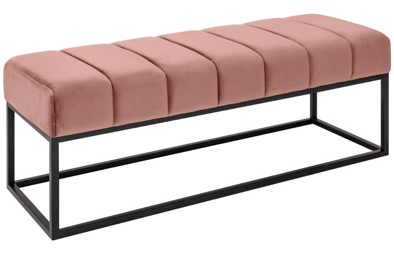 Moebel Living Růžová sametová lavice Bulet 108 cm