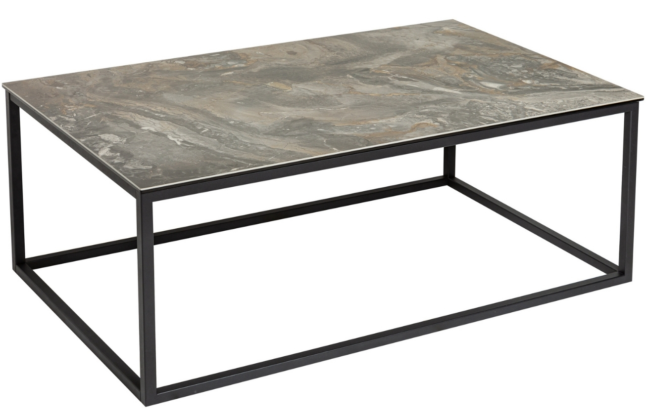 Moebel Living Šedý keramický konferenční stolek Batik 100 x 60 cm s mramorovým vzhledem