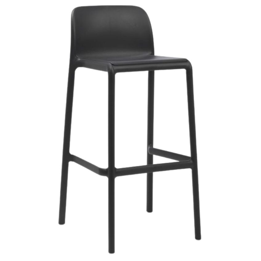 NARDI Antracitově šedá plastová barová židle Faro 76 cm