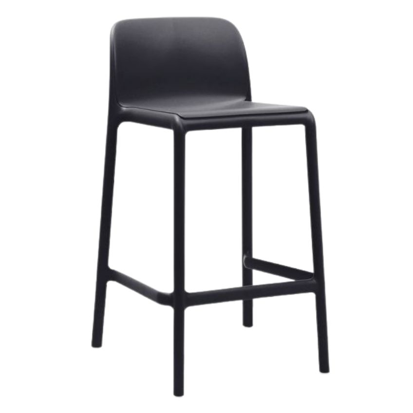 NARDI Antracitově šedá plastová barová židle Faro Mini 65 cm