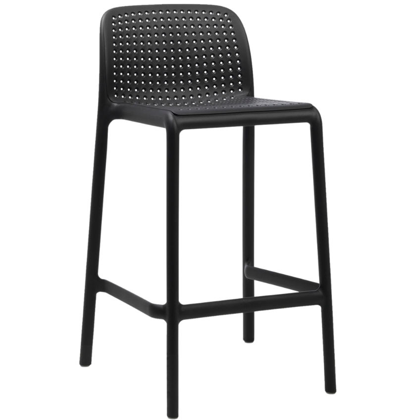 NARDI Antracitově šedá plastová barová židle Lido Mini 65 cm