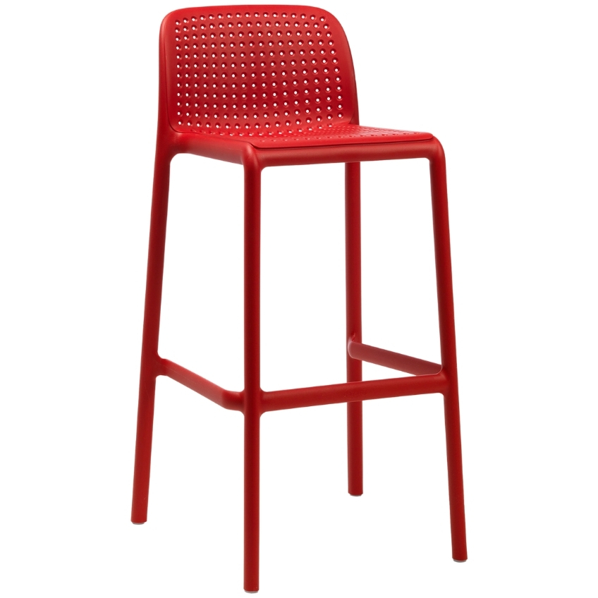 NARDI Červená plastová barová židle Lido 76 cm