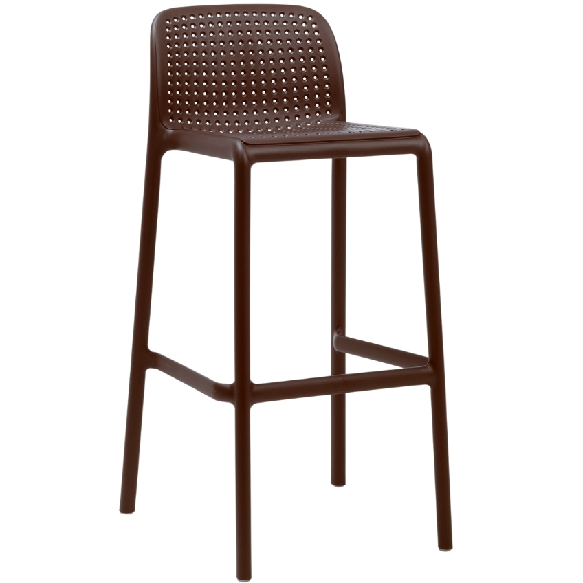 NARDI Hnědá plastová barová židle Lido 76 cm