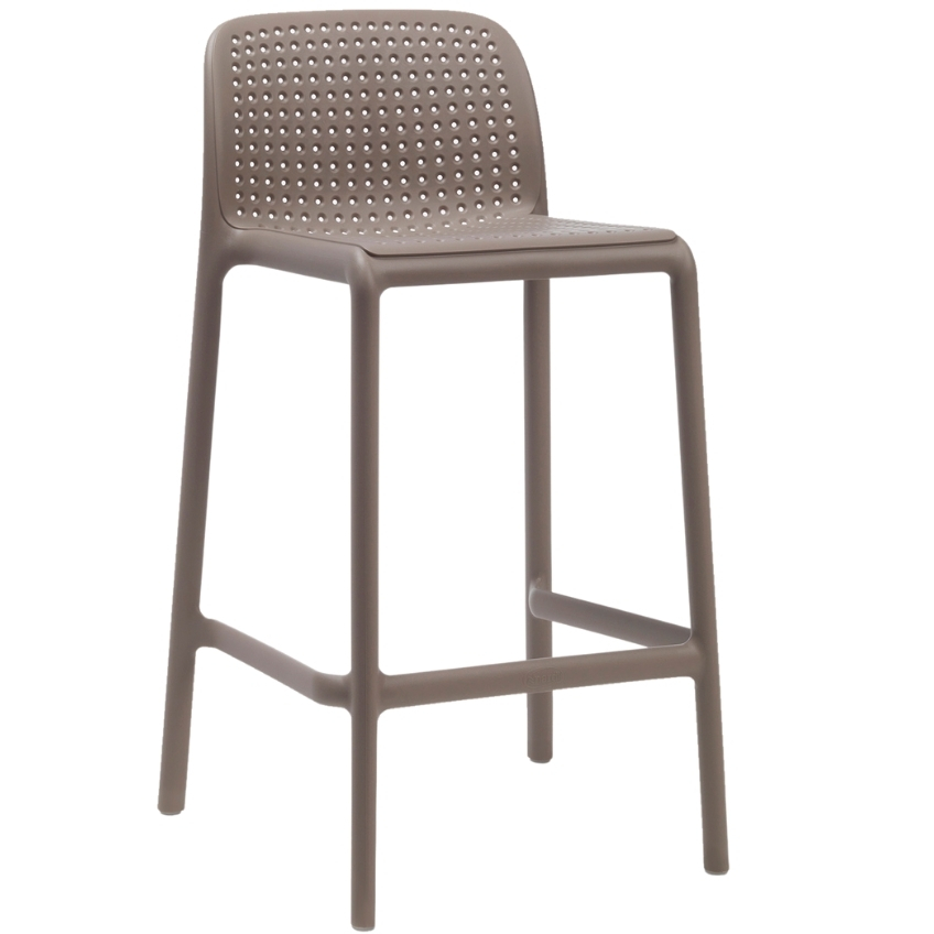 NARDI Šedo hnědá plastová barová židle Lido Mini 65 cm