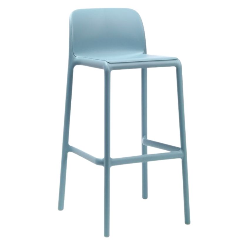NARDI Světle modrá plastová barová židle Faro 76 cm
