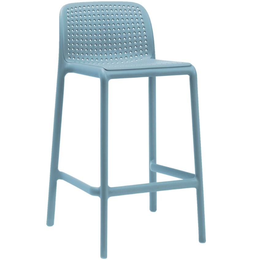NARDI Světle modrá plastová barová židle Lido Mini 65 cm