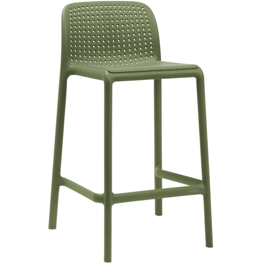 NARDI Zelená plastová barová židle Lido Mini 65 cm