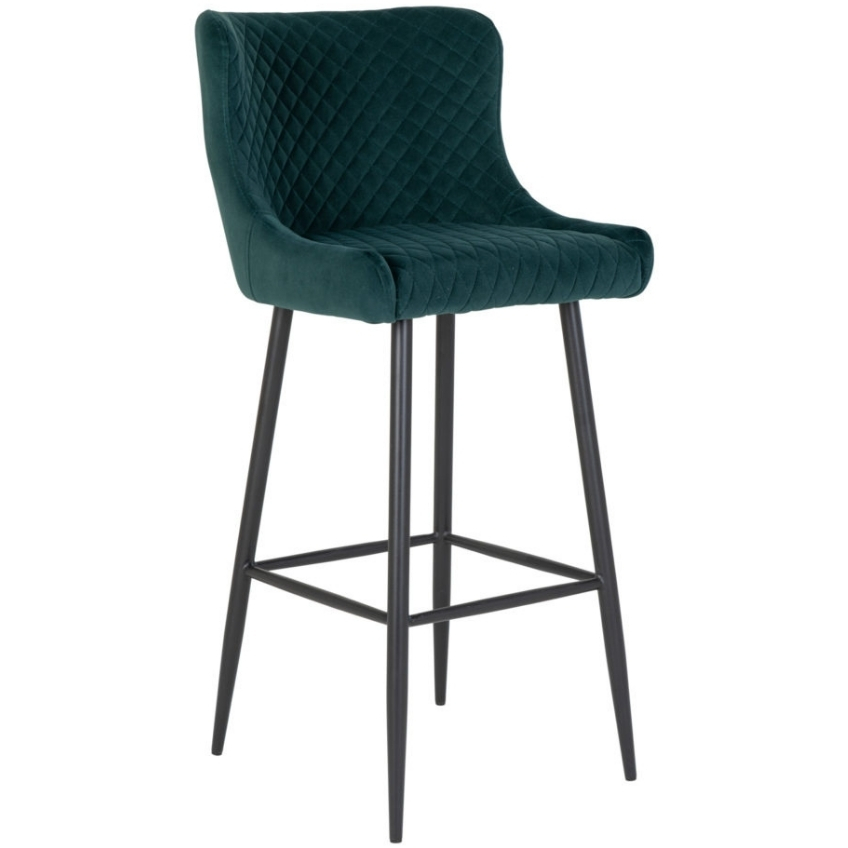 Nordic Living Tmavě zelená sametová barová židle Leonie 75 cm