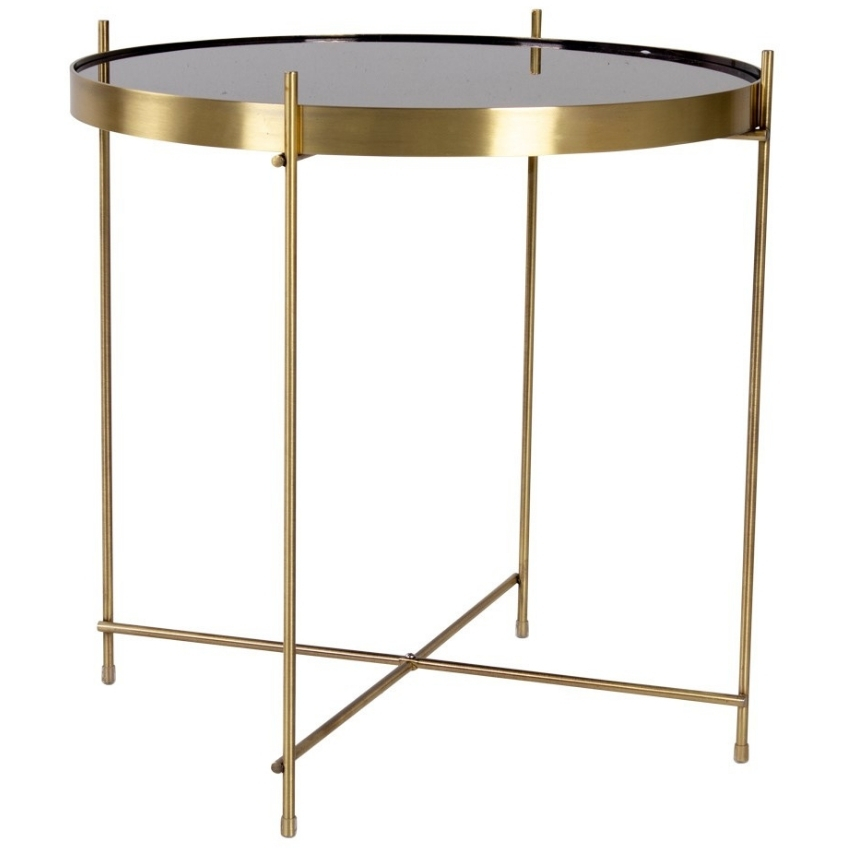 Nordic Living Zlatý kulatý skleněný konferenční stolek Emeli 48 cm