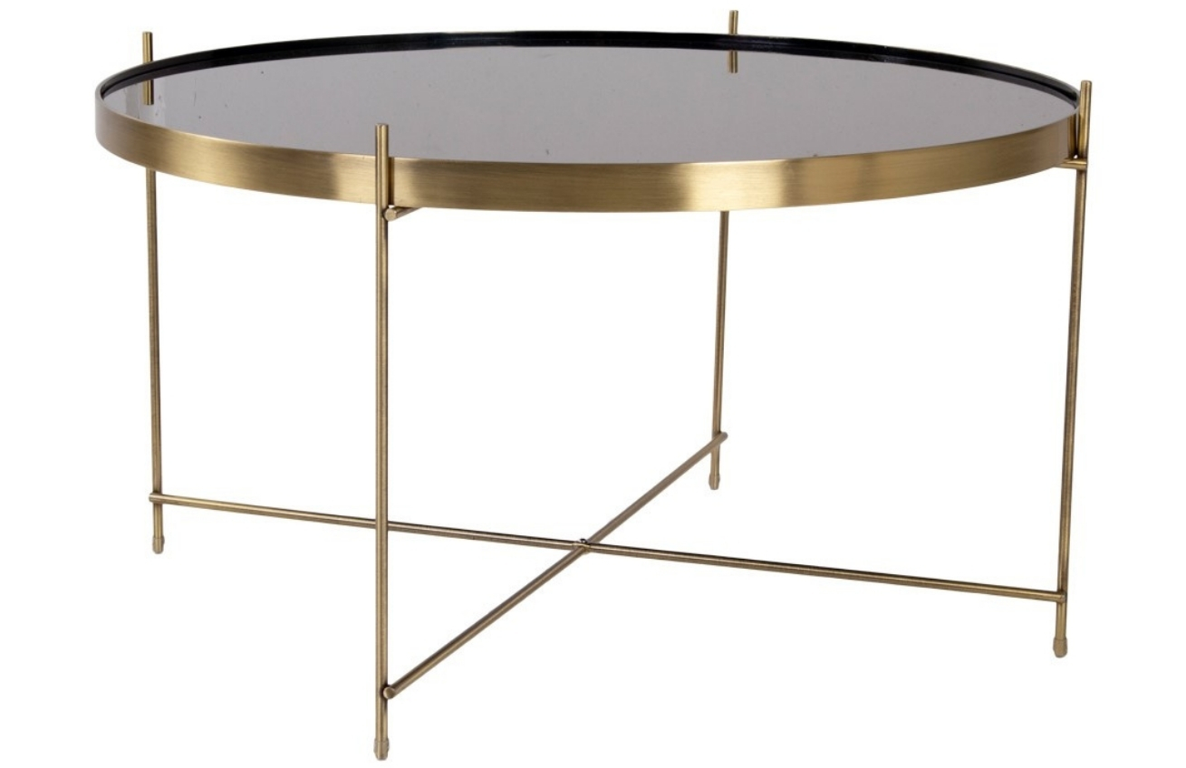Nordic Living Zlatý kulatý skleněný konferenční stolek Emeli 70 cm
