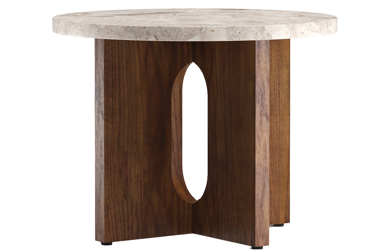 Ořechový odkládací stolek MENU ANDROGYNE 50 cm s kamennou deskou