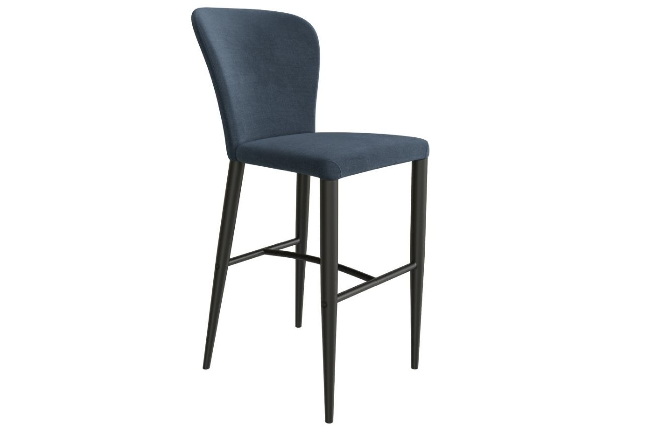 Petrolejově modrá látková barová židle Miotto Pavia s kovovou podnoží 72 cm