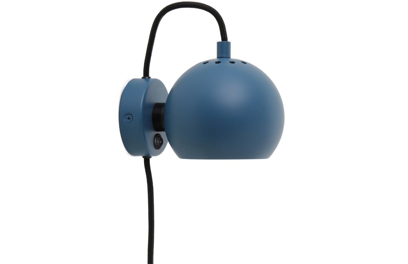 Petrolejově modrá matná kovová nástěnná lampa Frandsen Ball 12 cm