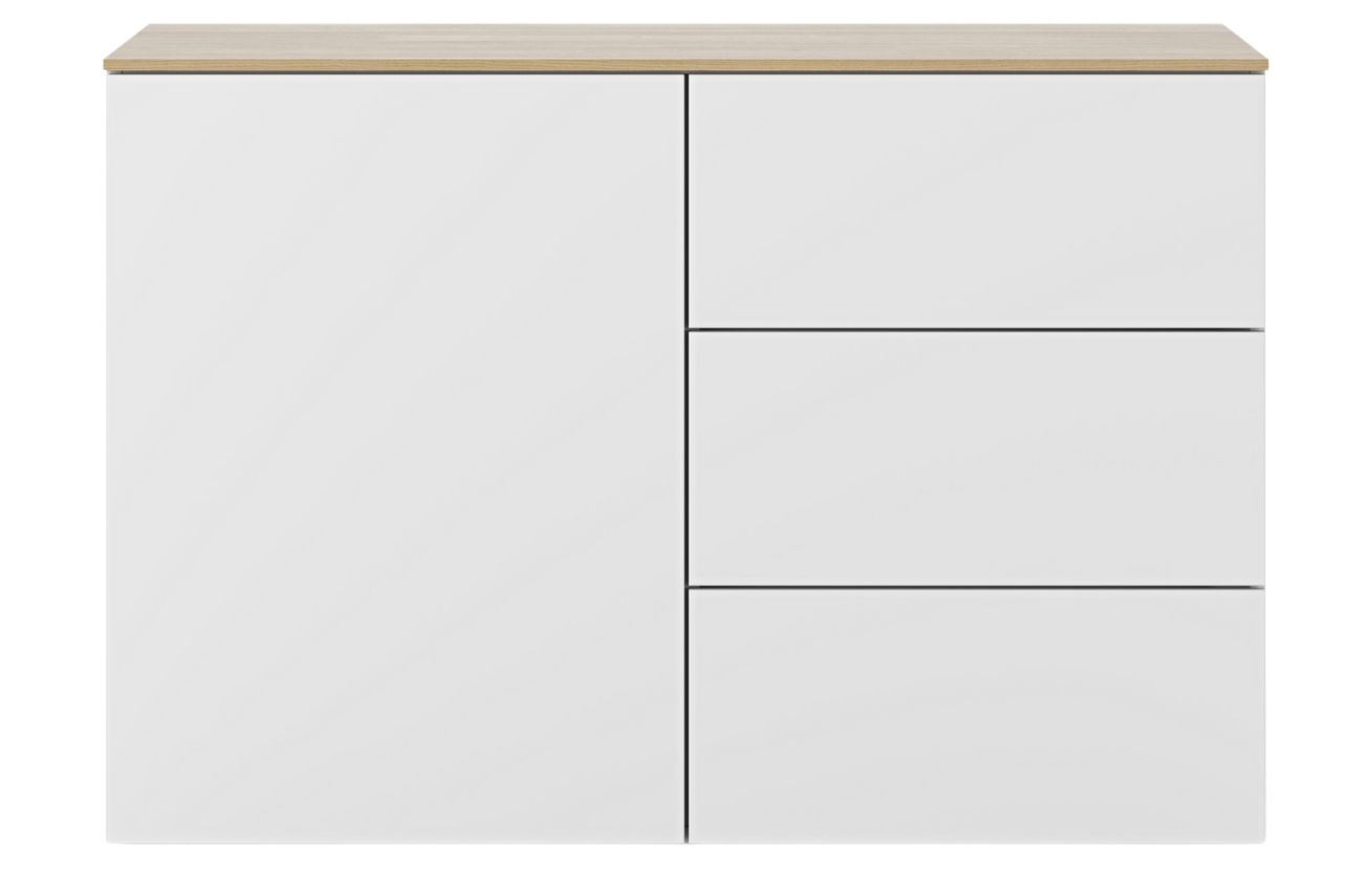 Porto Deco Bílá dřevěná komoda Lettia 120 x 50 cm s dubovou deskou