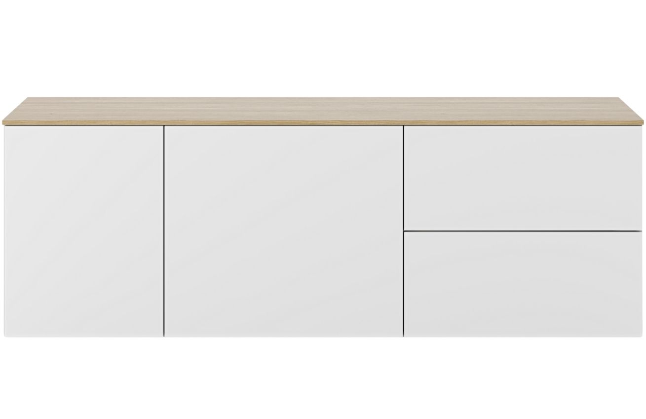 Porto Deco Bílá dřevěná komoda Lettia 160 x 65 cm s dubovou deskou