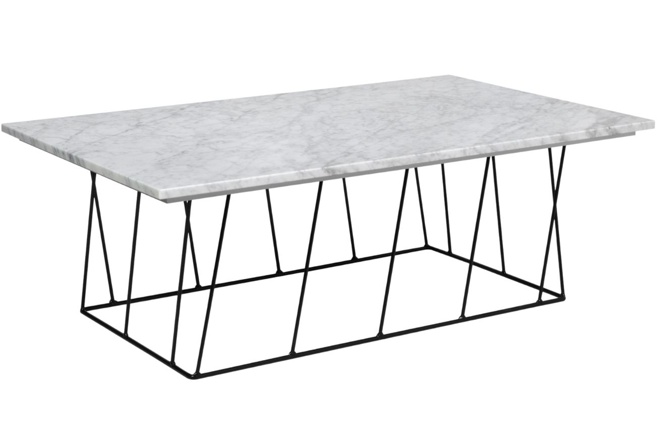 Porto Deco Bílý mramorový konferenční stolek Rofus 120 x 76 cm s černou podnoží