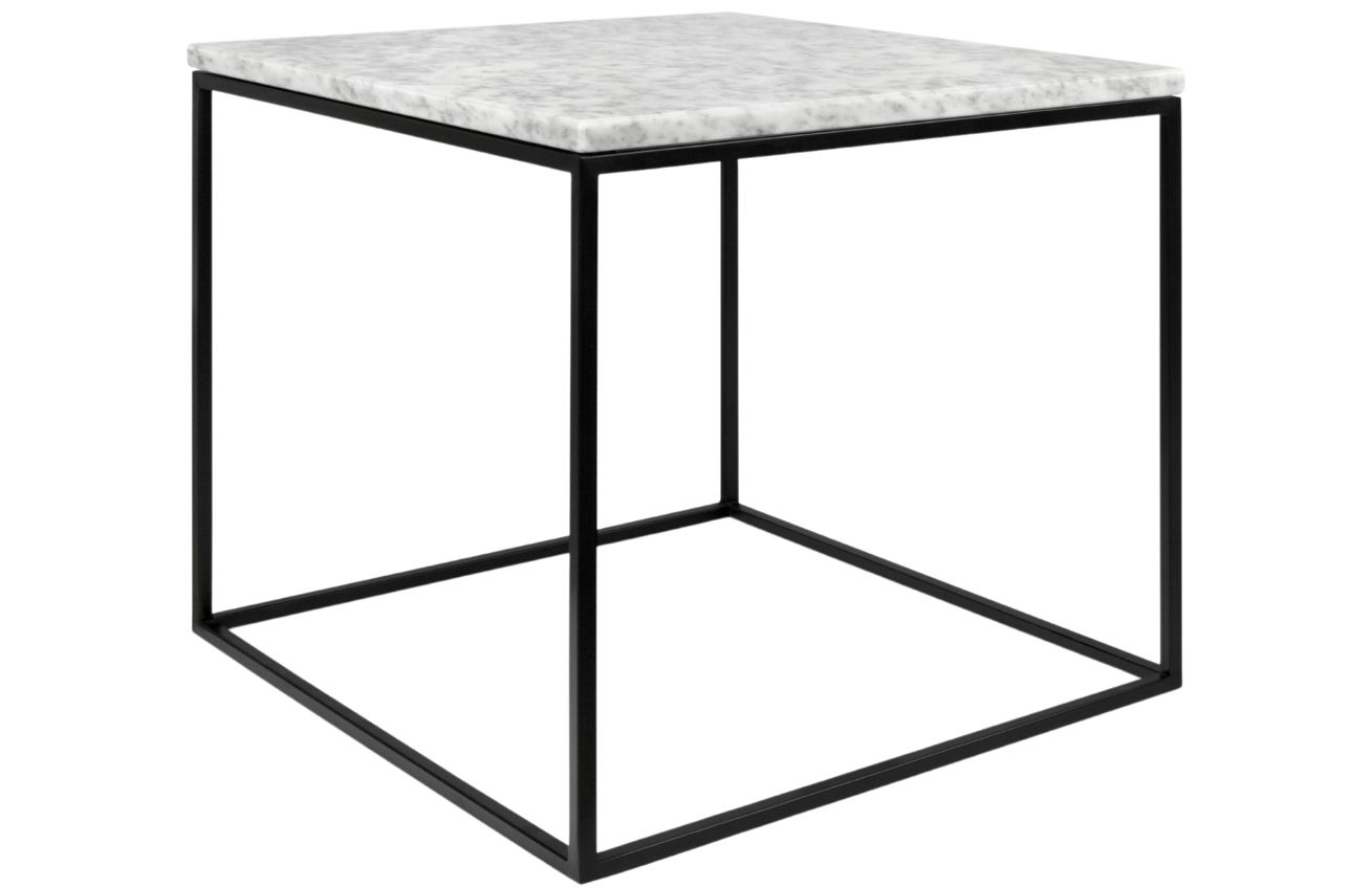Porto Deco Bílý mramorový odkládací stolek Amaro s černou podnoží 50 x 50 cm