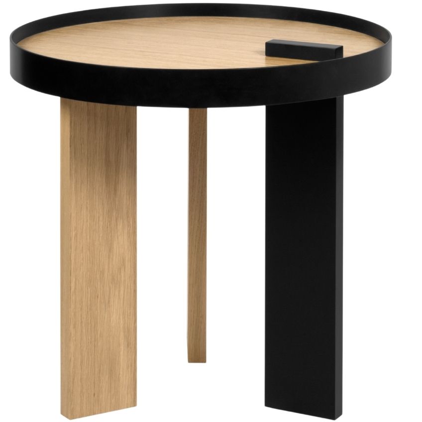 Porto Deco Černý dubový odkládací stolek Puro 50 cm