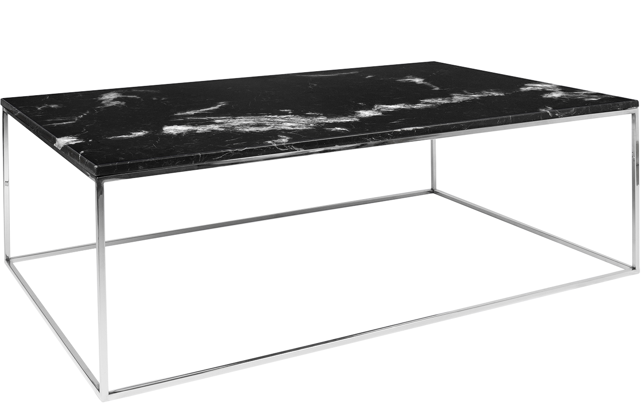 Porto Deco Černý mramorový konferenční stolek Amaro 120 x 75 cm s chromovanou podnoží