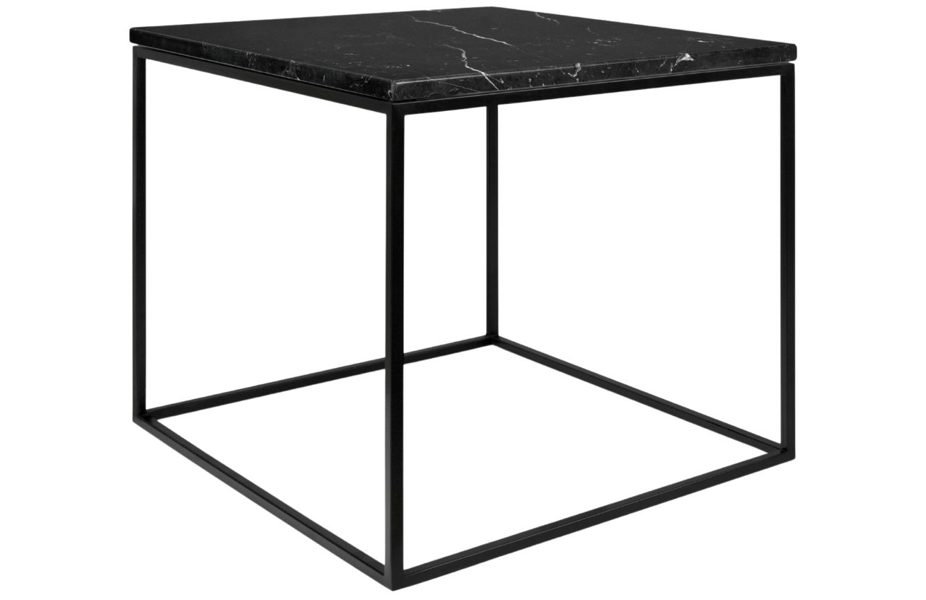Porto Deco Černý mramorový konferenční stolek Amaro s černou podnoží 50 x 50 cm
