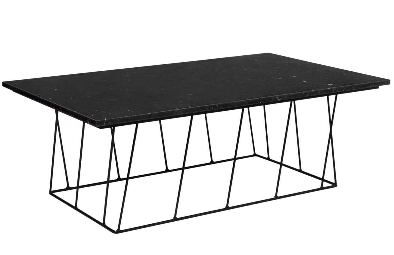 Porto Deco Černý mramorový konferenční stolek Rofus 120 x 76 cm s černou podnoží