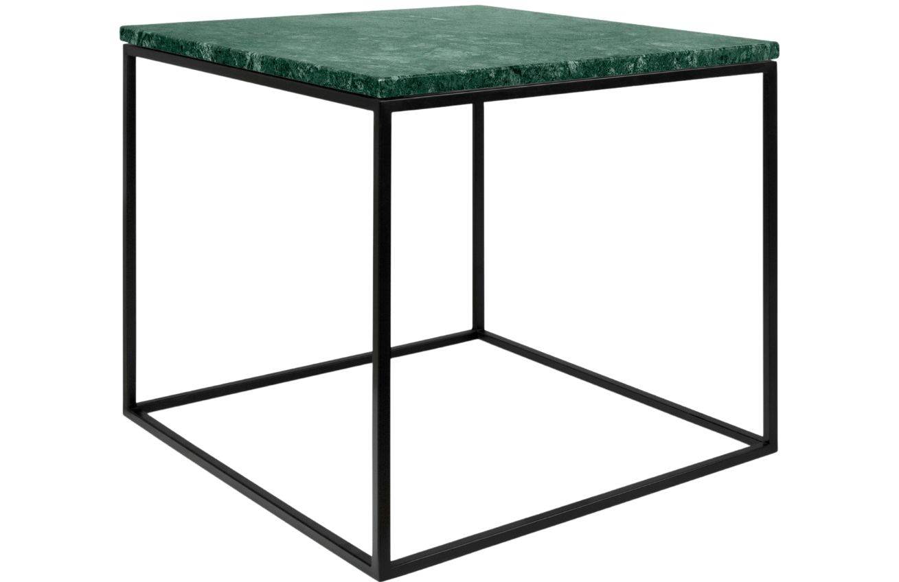 Porto Deco Zelený mramorový konferenční stolek Amaro s černou podnoží 50 x 50 cm