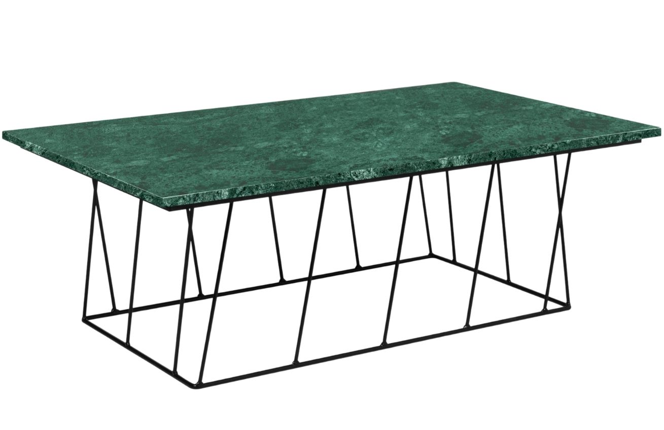 Porto Deco Zelený mramorový konferenční stolek Rofus 120 x 76 cm s černou podnoží