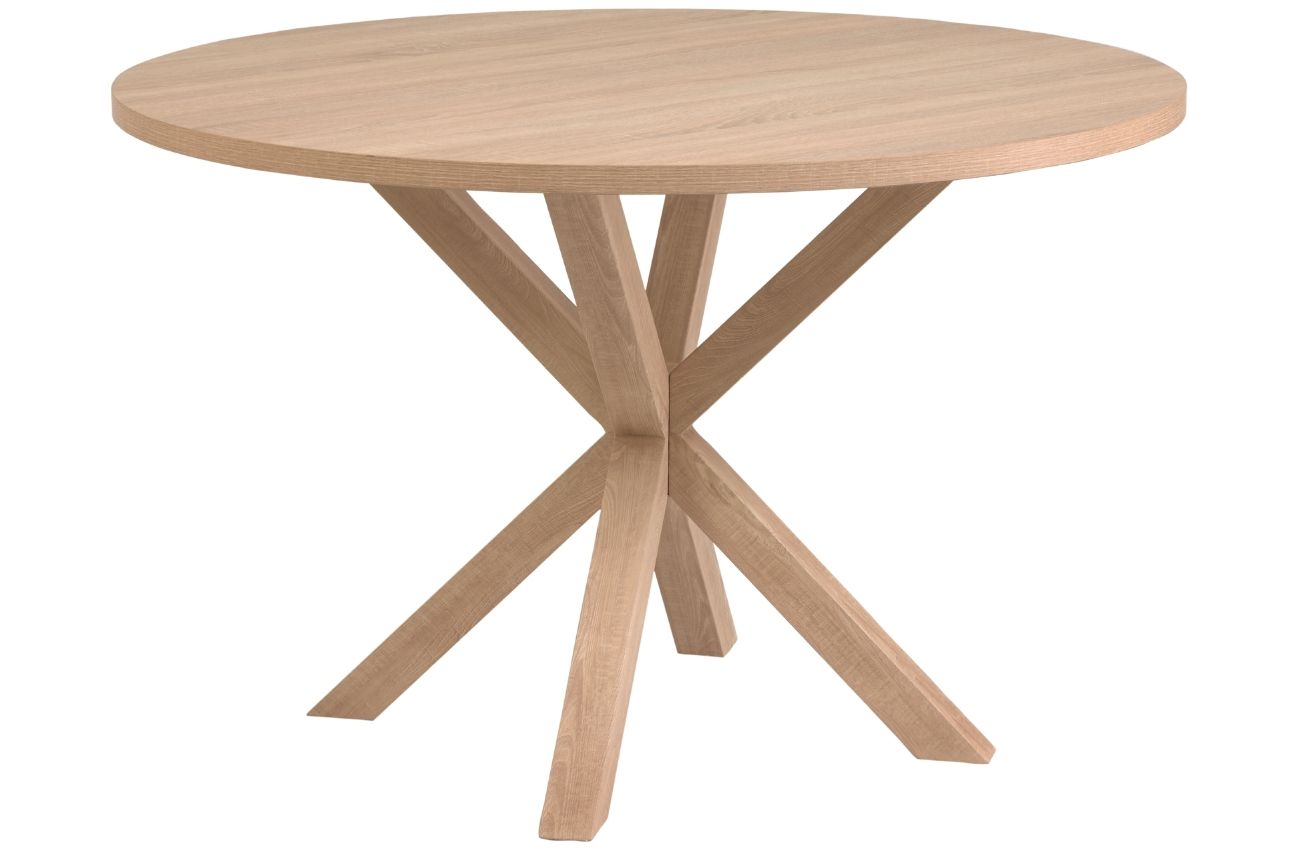 Přírodní dřevěný jídelní stůl LaForma Arya Ø 120 cm s kovovou podnoží v dekoru dřeva