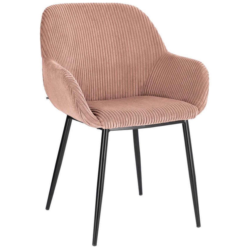 Růžová manšestrová jídelní židle LaForma Konna