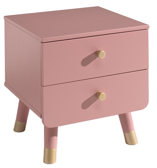 Růžový dřevěný noční stolek Vipack Billy 40 x 43 cm