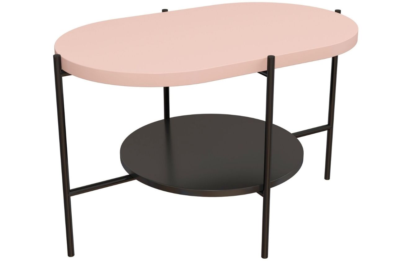 Růžový konferenční stolek Skandica Arena s černou podnoží 80 x 50 cm