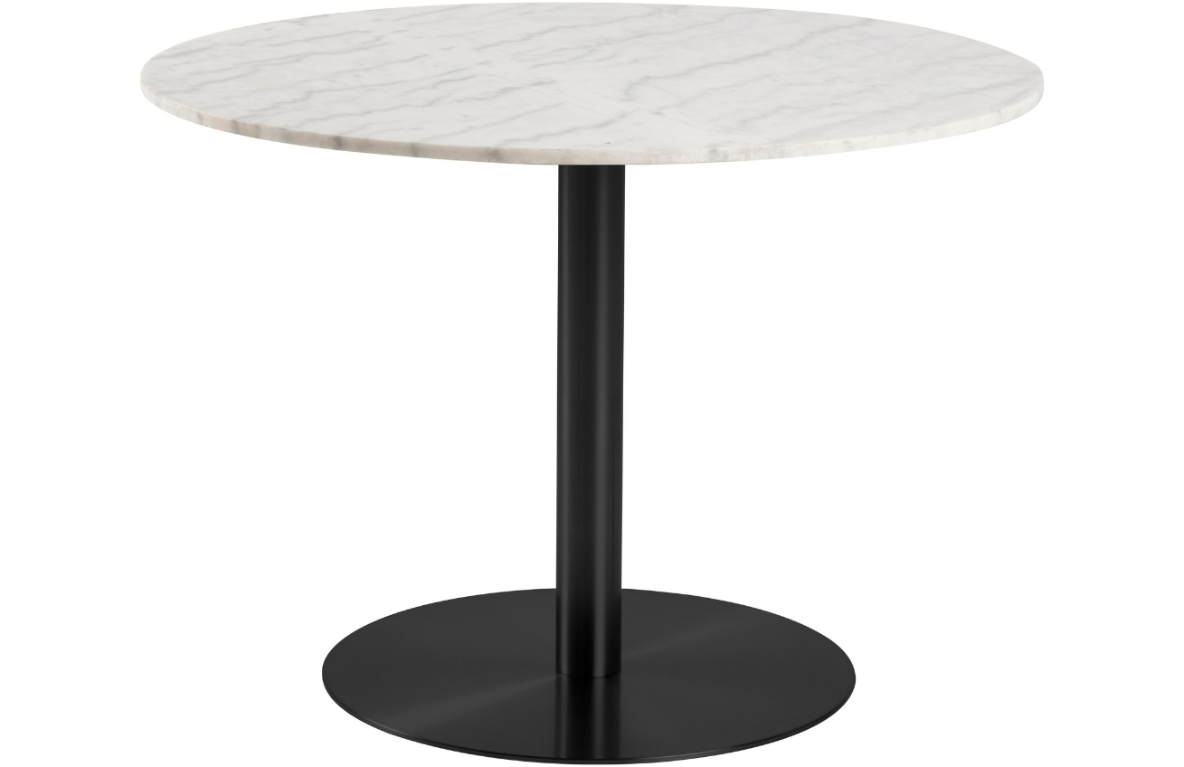 SCANDI Bílý mramorový jídelní stůl Aron 105 cm s černou podnoží